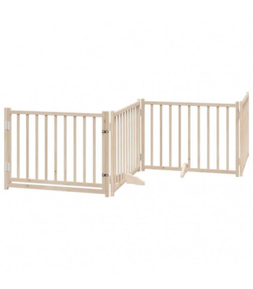 vidaXL Dog Gate with Door Foldable 8 Panels 640 cm Poplar Wood