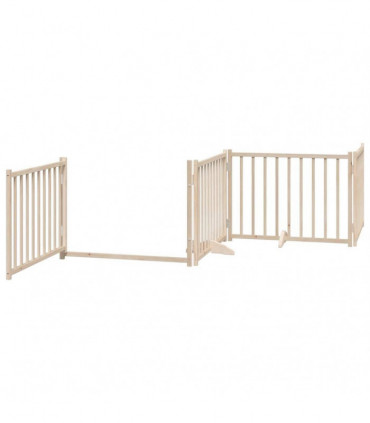 vidaXL Dog Gate with Door Foldable 8 Panels 640 cm Poplar Wood