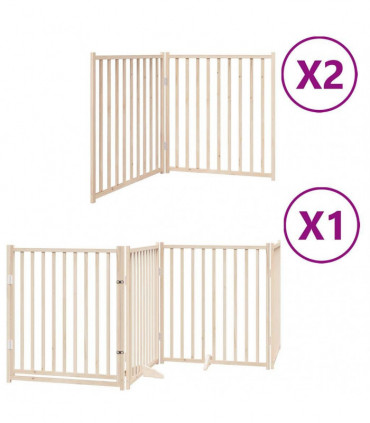 vidaXL Dog Gate with Door Foldable 8 Panels 640 cm Poplar Wood