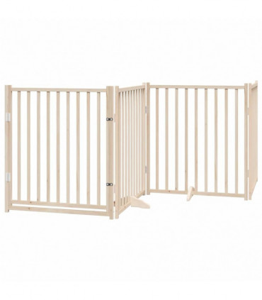 vidaXL Dog Gate with Door Foldable 8 Panels 640 cm Poplar Wood