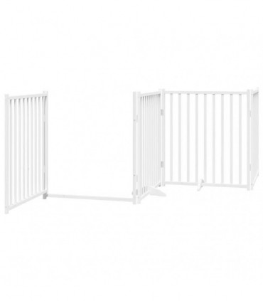 vidaXL Dog Gate with Door Foldable 8 Panels White 640 cm Poplar Wood