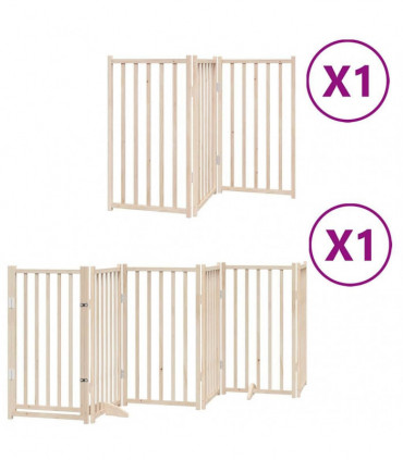 vidaXL Dog Gate with Door Foldable 9 Panels 450 cm Poplar Wood