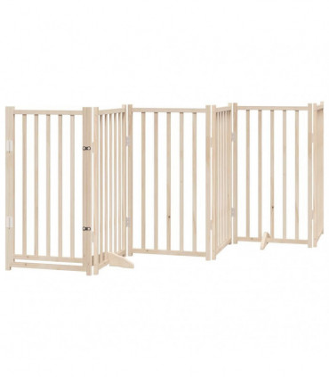 vidaXL Dog Gate with Door Foldable 9 Panels 450 cm Poplar Wood