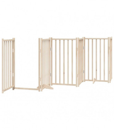 vidaXL Dog Gate with Door Foldable 9 Panels 450 cm Poplar Wood