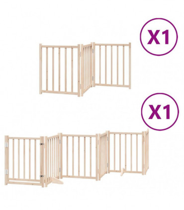vidaXL Dog Gate with Door Foldable 9 Panels 450 cm Poplar Wood