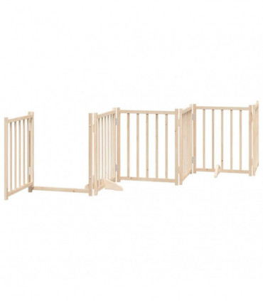 vidaXL Dog Gate with Door Foldable 9 Panels 450 cm Poplar Wood