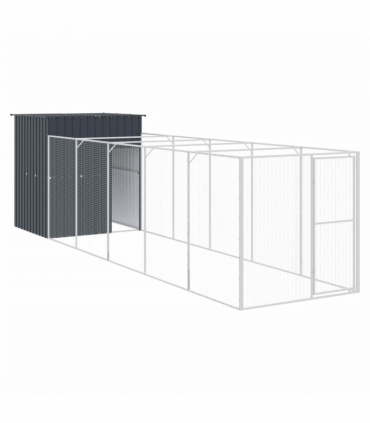 vidaXL Dog House with Run Anthracite 165x659x181 cm Galvanised Steel