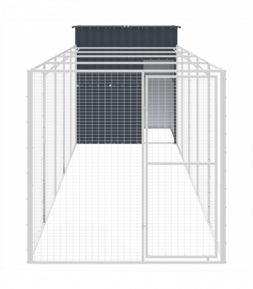 vidaXL Dog House with Run Anthracite 165x659x181 cm Galvanised Steel