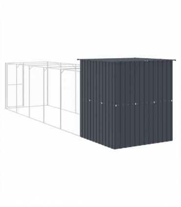 vidaXL Dog House with Run Anthracite 165x659x181 cm Galvanised Steel