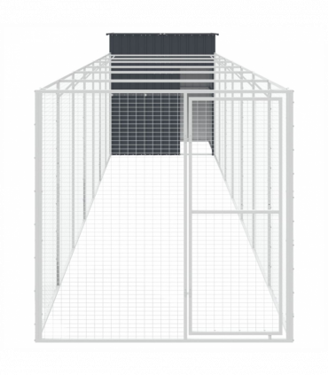 vidaXL Dog House with Run Anthracite 165x863x181 cm Galvanised Steel