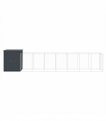 vidaXL Dog House with Run Anthracite 165x863x181 cm Galvanised Steel