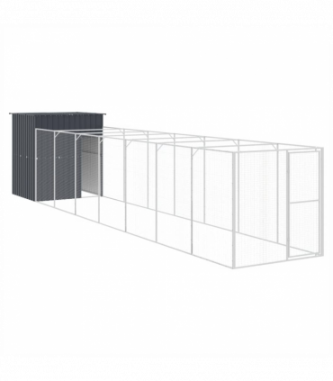 vidaXL Dog House with Run Anthracite 165x863x181 cm Galvanised Steel