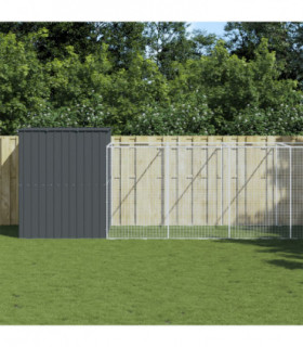 vidaXL Dog House with Run Anthracite 214x1273x181 cm Galvanised Steel