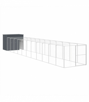 vidaXL Dog House with Run Anthracite 214x1273x181 cm Galvanised Steel