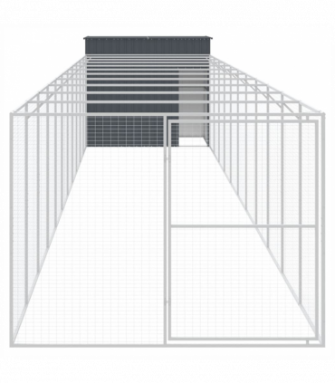 vidaXL Dog House with Run Anthracite 214x1273x181 cm Galvanised Steel