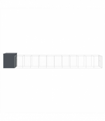 vidaXL Dog House with Run Anthracite 214x1273x181 cm Galvanised Steel
