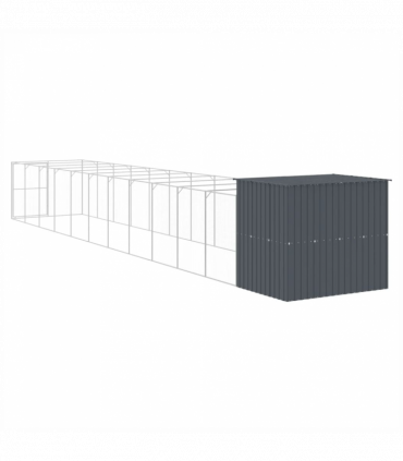 vidaXL Dog House with Run Anthracite 214x1273x181 cm Galvanised Steel