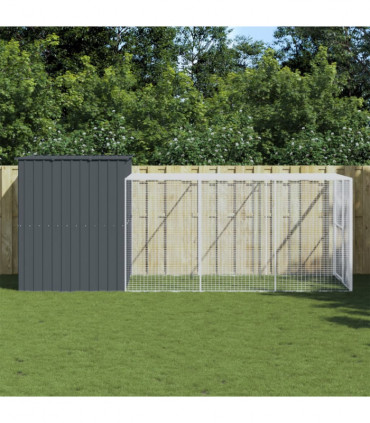 vidaXL Dog House with Run Anthracite 214x457x181 cm Galvanised Steel