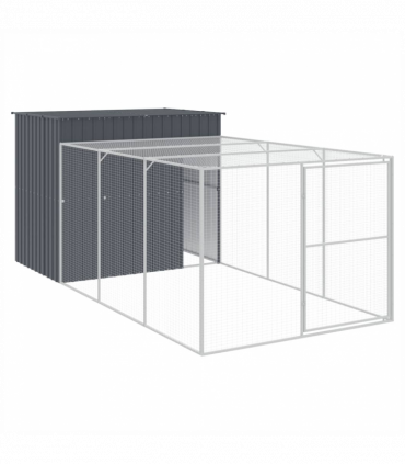 vidaXL Dog House with Run Anthracite 214x457x181 cm Galvanised Steel