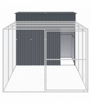 vidaXL Dog House with Run Anthracite 214x457x181 cm Galvanised Steel