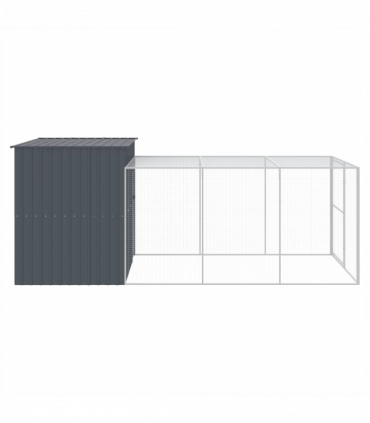 vidaXL Dog House with Run Anthracite 214x457x181 cm Galvanised Steel