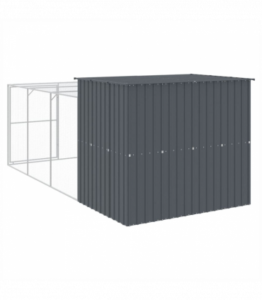 vidaXL Dog House with Run Anthracite 214x457x181 cm Galvanised Steel