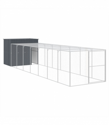 vidaXL Dog House with Run Anthracite 214x865x181 cm Galvanised Steel