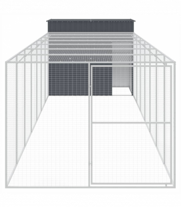 vidaXL Dog House with Run Anthracite 214x865x181 cm Galvanised Steel