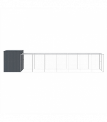 vidaXL Dog House with Run Anthracite 214x865x181 cm Galvanised Steel