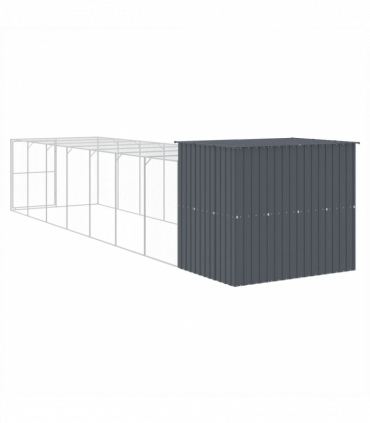 vidaXL Dog House with Run Anthracite 214x865x181 cm Galvanised Steel