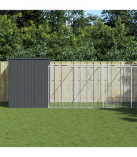 vidaXL Dog House with Run Anthracite 214x865x181 cm Galvanised Steel
