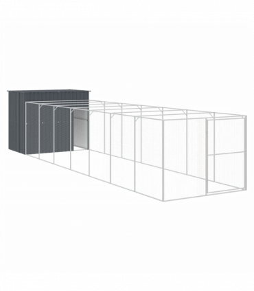 vidaXL Dog House with Run Anthracite 214x865x181 cm Galvanised Steel