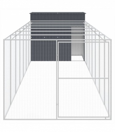 vidaXL Dog House with Run Anthracite 214x865x181 cm Galvanised Steel