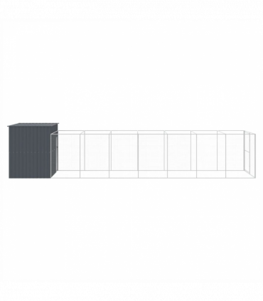 vidaXL Dog House with Run Anthracite 214x865x181 cm Galvanised Steel