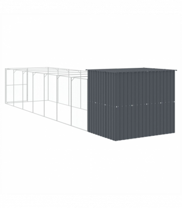 vidaXL Dog House with Run Anthracite 214x865x181 cm Galvanised Steel