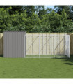 vidaXL Dog House with Run Light Grey 214x457x181 cm Galvanised Steel