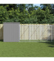 vidaXL Dog House with Run Light Grey 214x865x181 cm Galvanised Steel