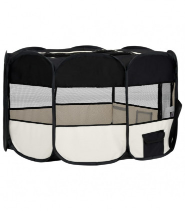vidaXL Foldable Dog Playpen with Carrying Bag Black 145x145x61 cm