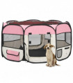 vidaXL Foldable Dog Playpen with Carrying Bag Pink 125x125x61 cm