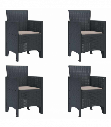 vidaXL Garden Chair 4 pcs Anthracite 53 x 49 x 85 cm PP