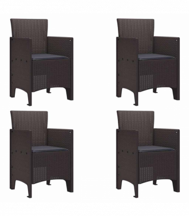 vidaXL Garden Chair 4 pcs Brown 53 x 49 x 85 cm PP