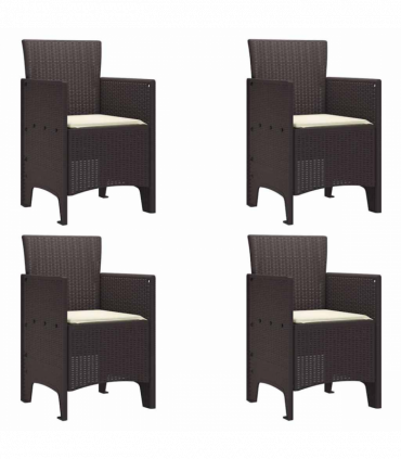 vidaXL Garden Chair 4 pcs Brown 53 x 49 x 85 cm PP