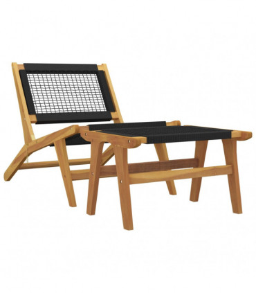 vidaXL Garden Chair with Footrest Solid Wood Teak and Polyester