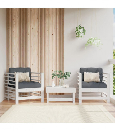 vidaXL Garden Chairs 2 pcs White Solid Wood Pine