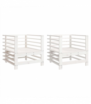 vidaXL Garden Chairs 2 pcs White Solid Wood Pine