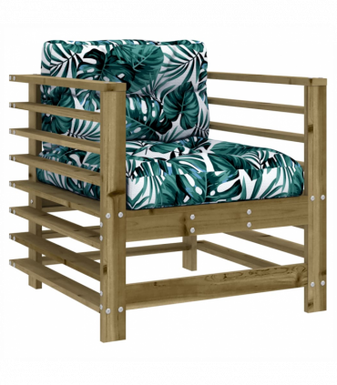 vidaXL Garden Chairs with Cushions 2 pcs Impregnated Wood Pine