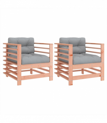 vidaXL Garden Chairs with Cushions 2 pcs Solid Wood Douglas