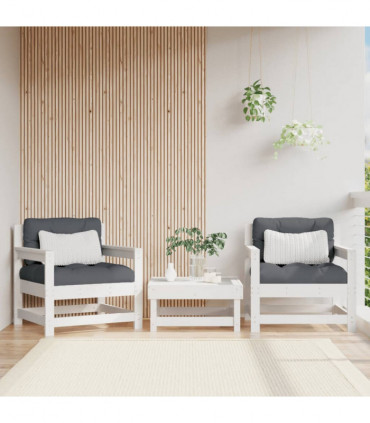 vidaXL Garden Chairs with Cushions 2 pcs White Solid Wood Pine