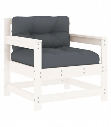 vidaXL Garden Chairs with Cushions 2 pcs White Solid Wood Pine