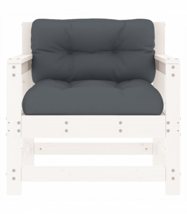 vidaXL Garden Chairs with Cushions 2 pcs White Solid Wood Pine